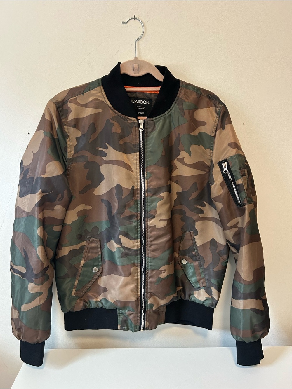 Carbon Camouflage Bomber Jacket - Green/Brown/Black